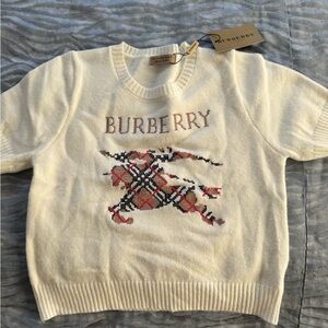 Burberry White Sweater with Knight Motif
